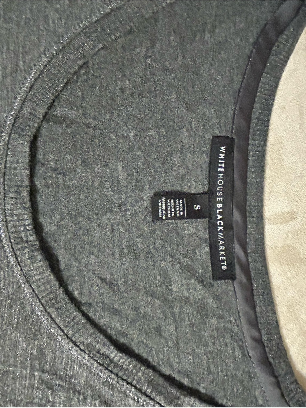 White House Black Market Women's Gray Long Sleeve Tee